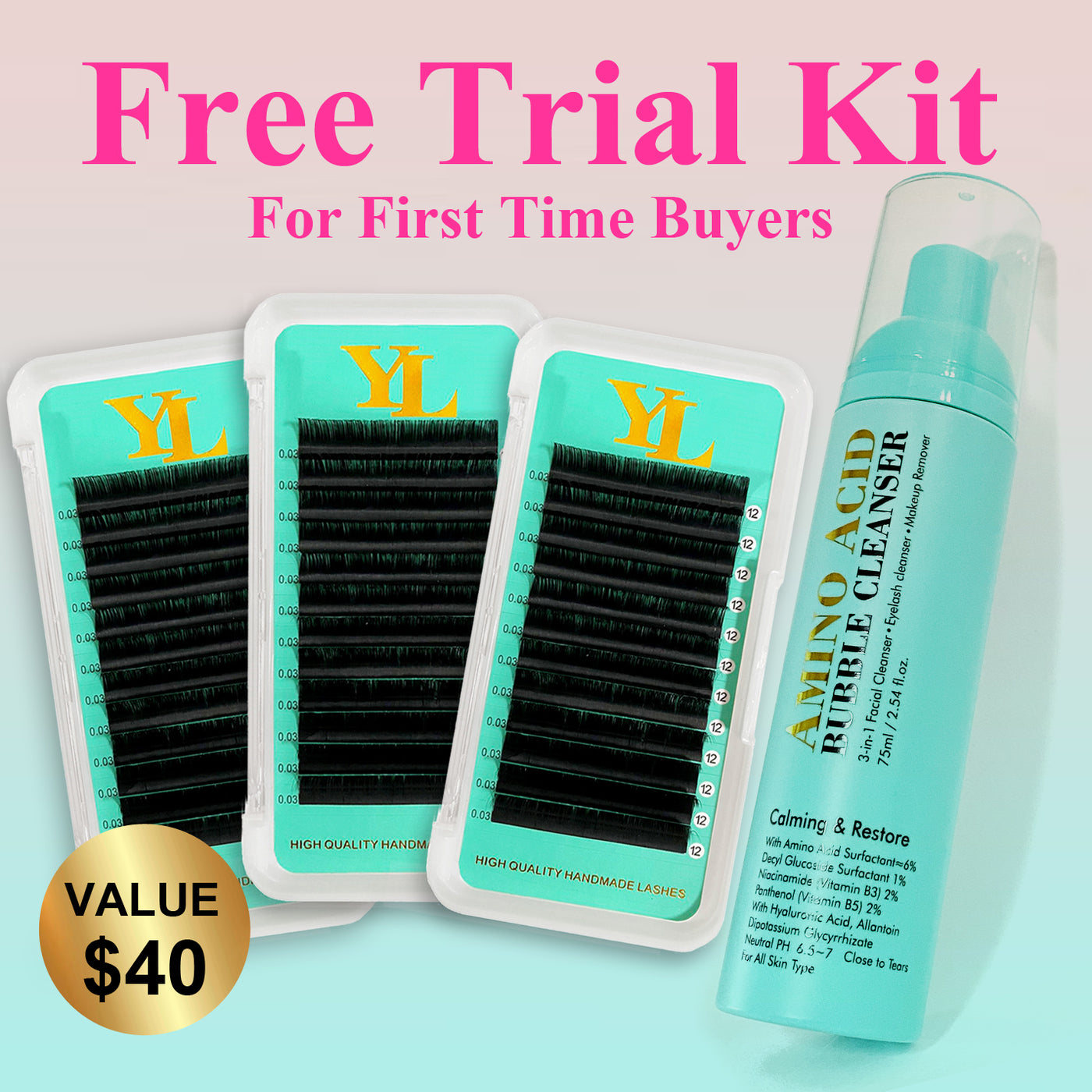 【FREE SAMPLE SET】Cashmere Faux Mink Matte Black Lashes 3 Trays  + Shampoo 75ml【First Time Buyer of Our Company ONLY 】For Lash Artists ONLY