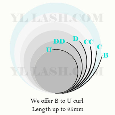 LC , LD , LDD Curl Lashes 0.06 mm【Best Quality Ever】Cashmere Extra Matte Dark Black Lashes