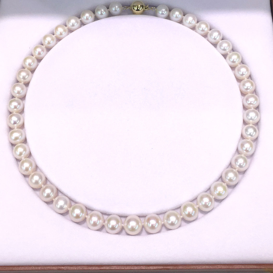 Magnic Clasp AAA Quality 10-11mm Cultured Pearl Necklace with 18K Gold Plated 925 Sterling Silver Clasp