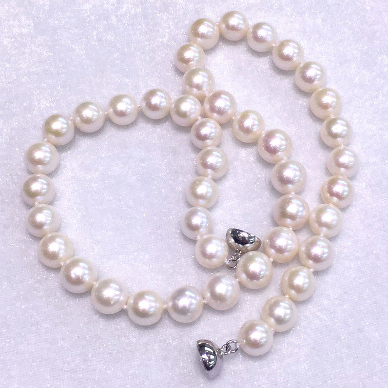 Magnic Clasp AAA Quality 11-12mm Cultured Pearl Necklace with 18K Gold Plated 925 Sterling Silver Clasp