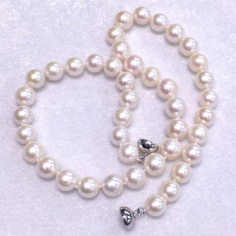 Magnic Clasp AAA Quality 10-11mm Cultured Pearl Necklace with 18K Gold Plated 925 Sterling Silver Clasp