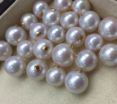 Luxury 14K Gold O Chain 9-13mm AAAA Quality Round White Cultured Pearl Necklace
