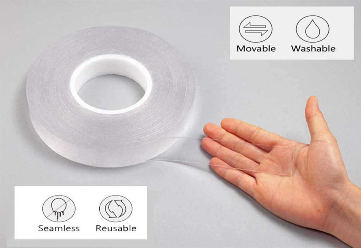 Clear Silicone Tape Traceless Washable Reusable Multipurpose Grip