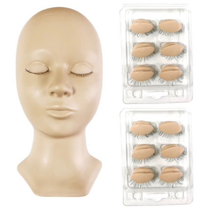 Eyelash Extensions Mannequin Head and Eyelids Training Combo Pack