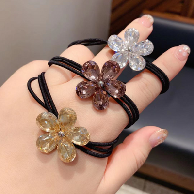 Crystal Flower Hair Ties - one piece