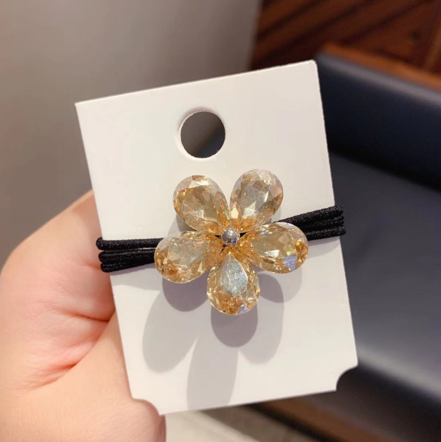 Crystal Flower Hair Ties - one piece