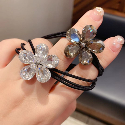 Crystal Flower Hair Ties - one piece