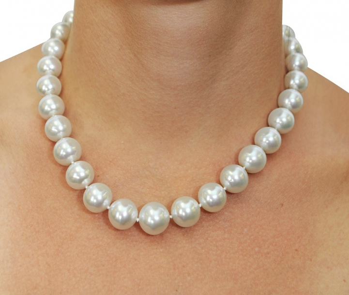10-11mm AAAA Quality White Cultured Pearl Necklace with 14K Gold Clasp