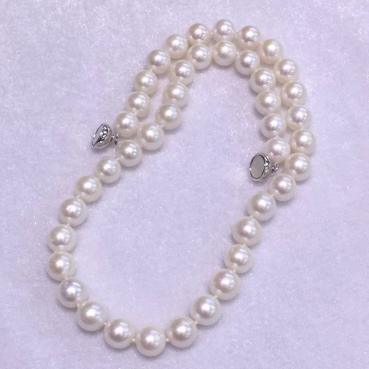Magnic Clasp AAA Quality 10-11mm Cultured Pearl Necklace with 18K Gold Plated 925 Sterling Silver Clasp
