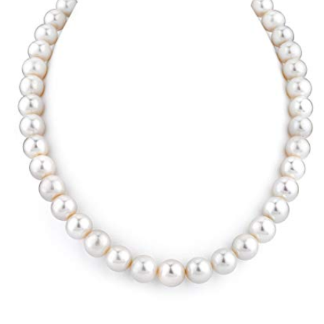 Magnic Clasp AAA Quality 11-12mm Cultured Pearl Necklace with 18K Gold Plated 925 Sterling Silver Clasp