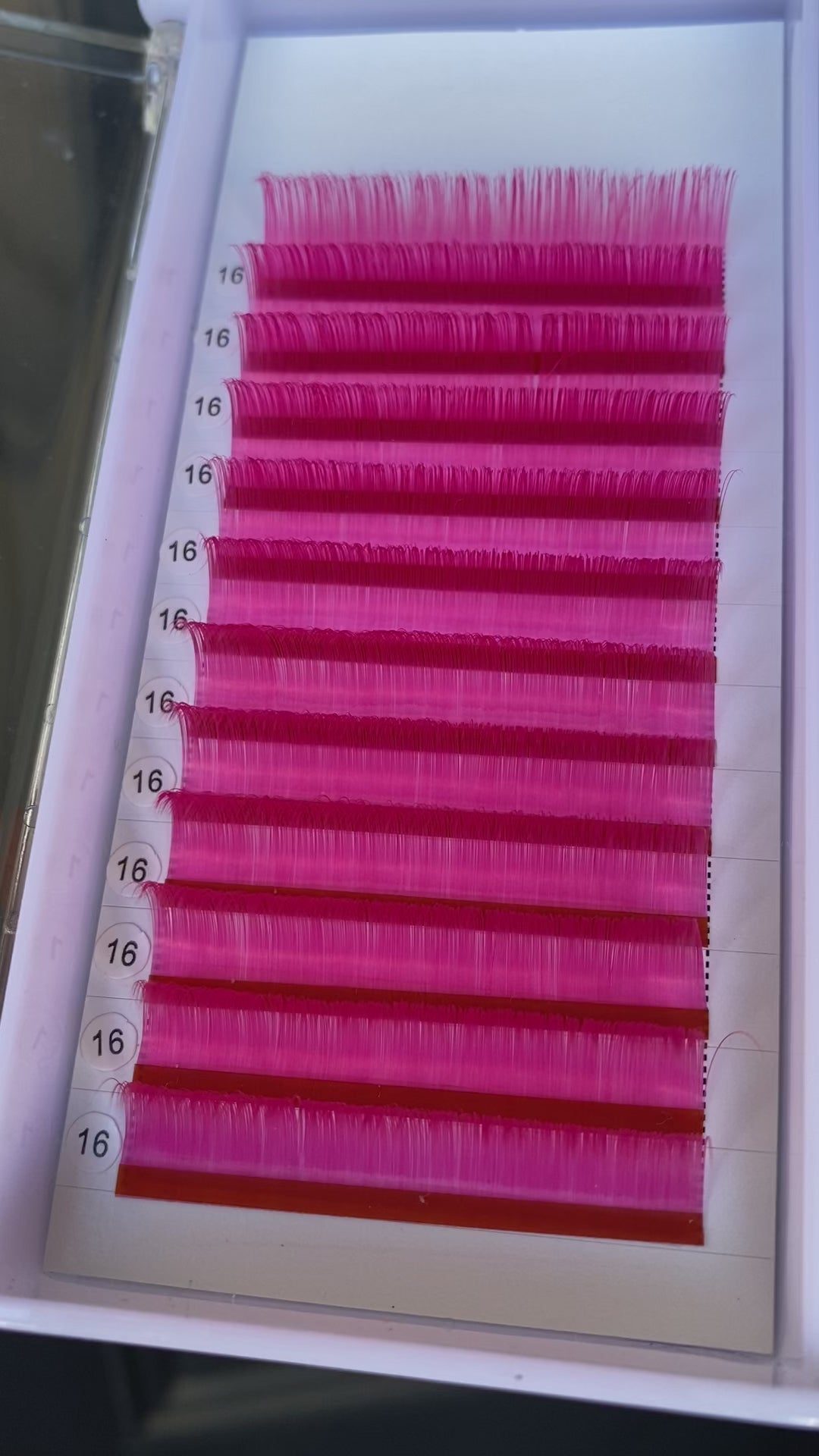0.05mm Bright Pink Color Lashes 12-rows