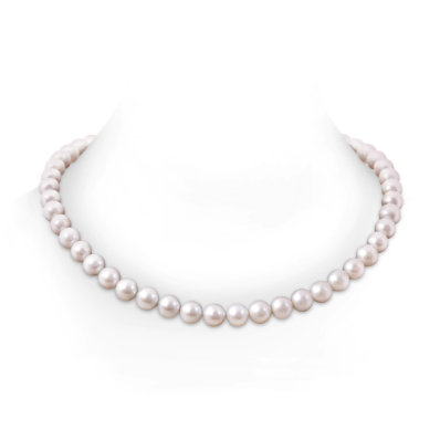Magnic Clasp AAA Quality 9-10mm Cultured Pearl Necklace with 18K Gold Plated 925 Sterling Silver Clasp