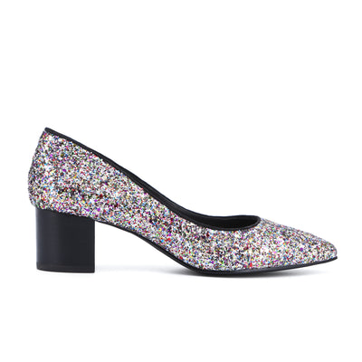 GLAMOROUS  Glitter Pointed Toe 5CM Chunk High Heels