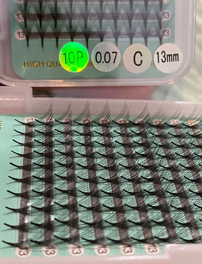 10D--0.03/0.05mm  Slim/Sharp/Pointy Root Medium Stem Premade Fans 16 lines NO-Logo 160 fans【Sale】
