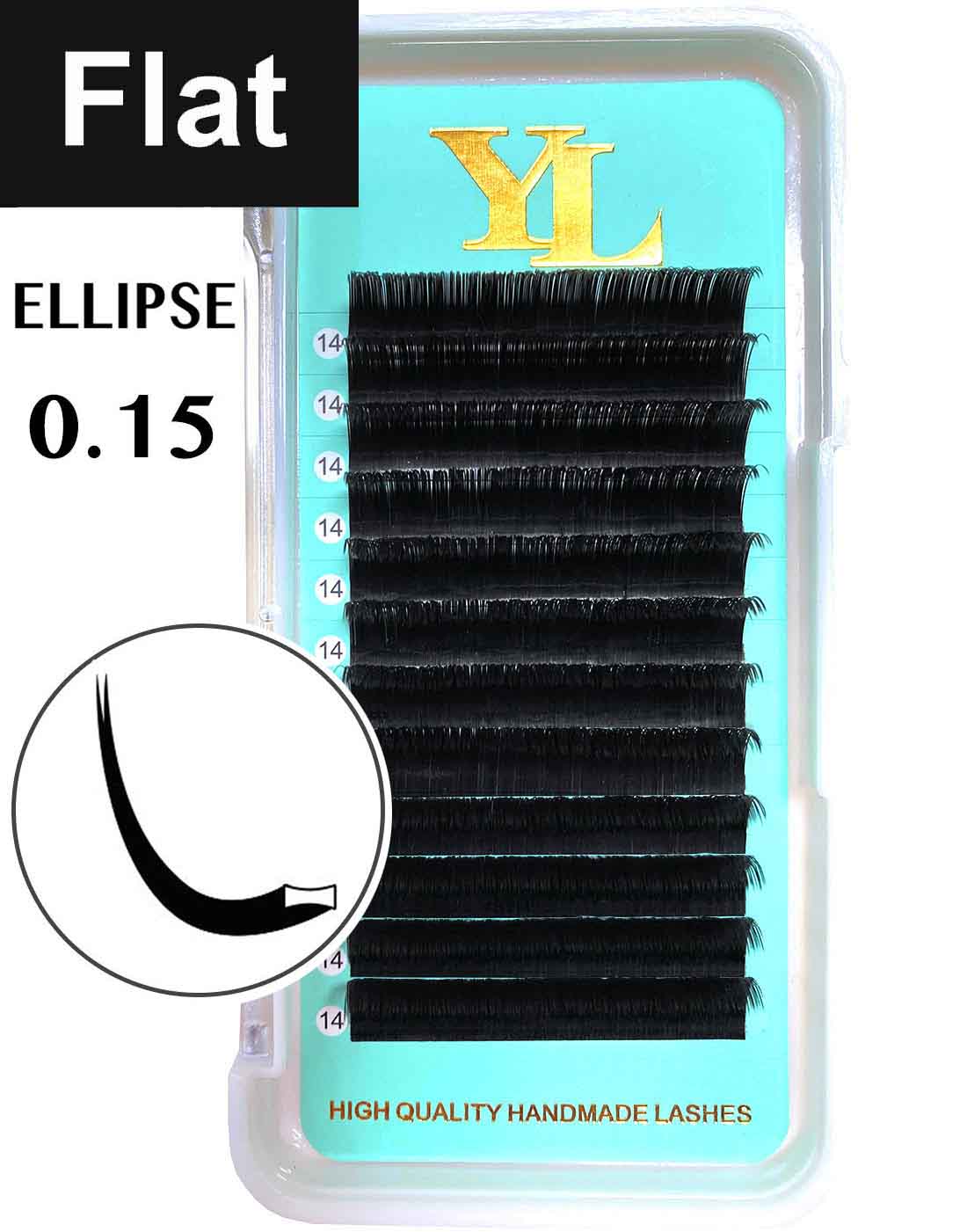 Flat Lashes/ Ellipse Lash 【Extra Matte Dark Black】0.15mm - 8 to 18mm