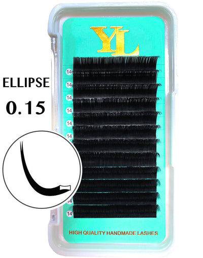 Flat lashes/ Ellipse eyelashes 【Regular Shine Dark Black】 0.15mm - 8 to 18mm