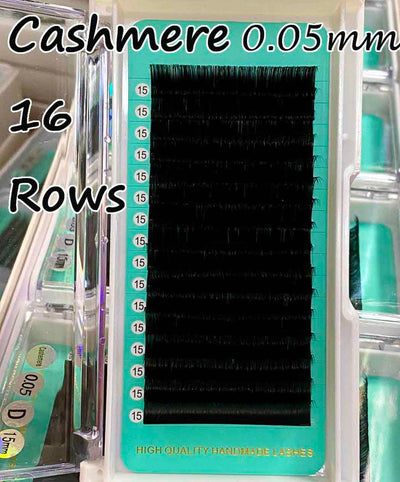 Cashmere Extra Matte Dark Black Lashes 0.05mm【16 Rows No-logo】【Best Quality Ever】